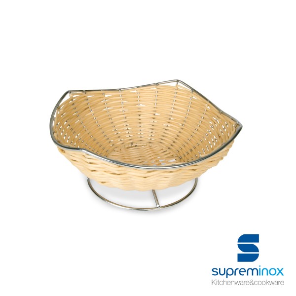 CESTA RATTAN C/PIE INOX. 32 CM.